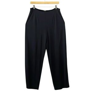 Vintage JJill Womens 16P wide leg pull on slinky knit black pants stretch Travel